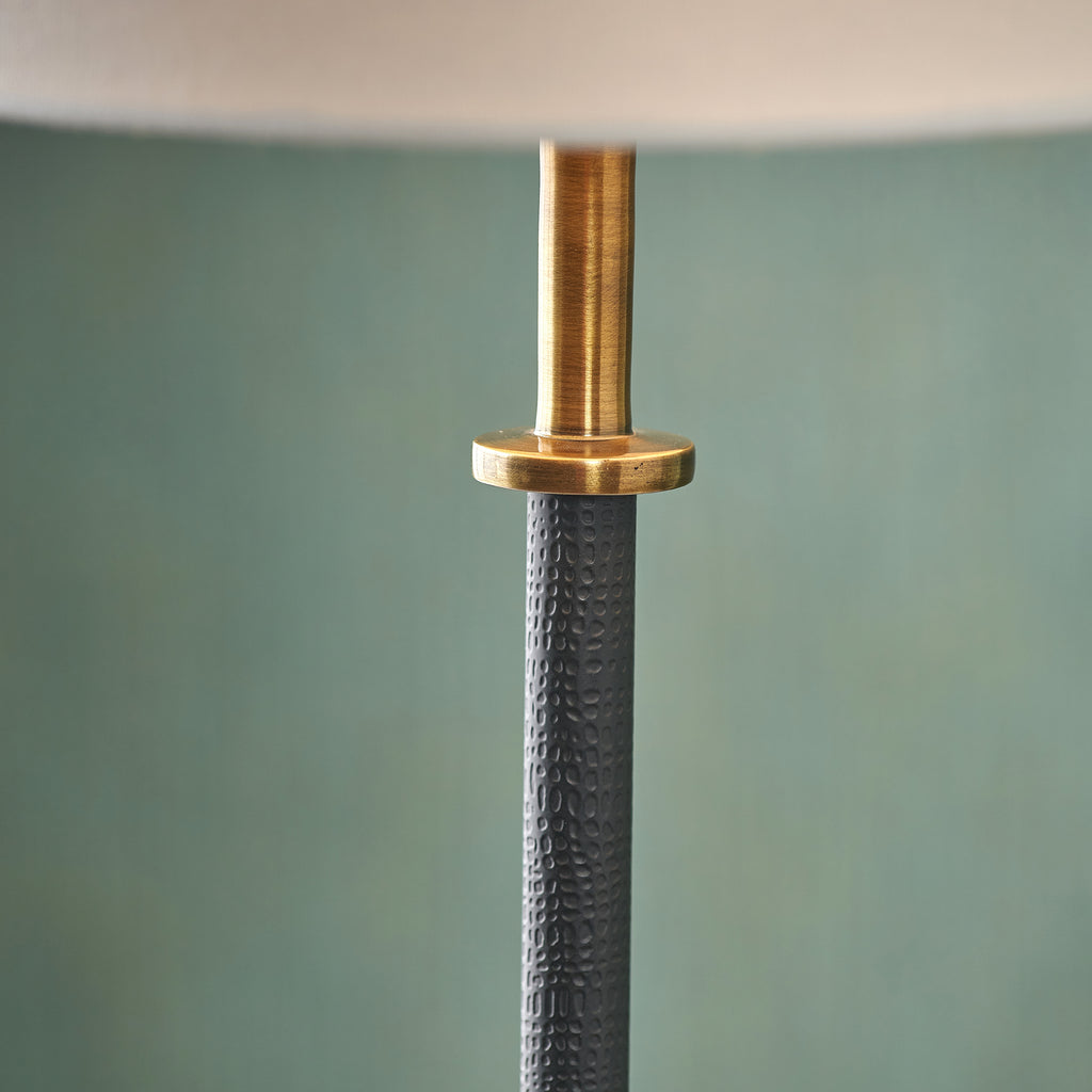 Black Croc and Antique Brass Tall Table Lamp Base, Lighting