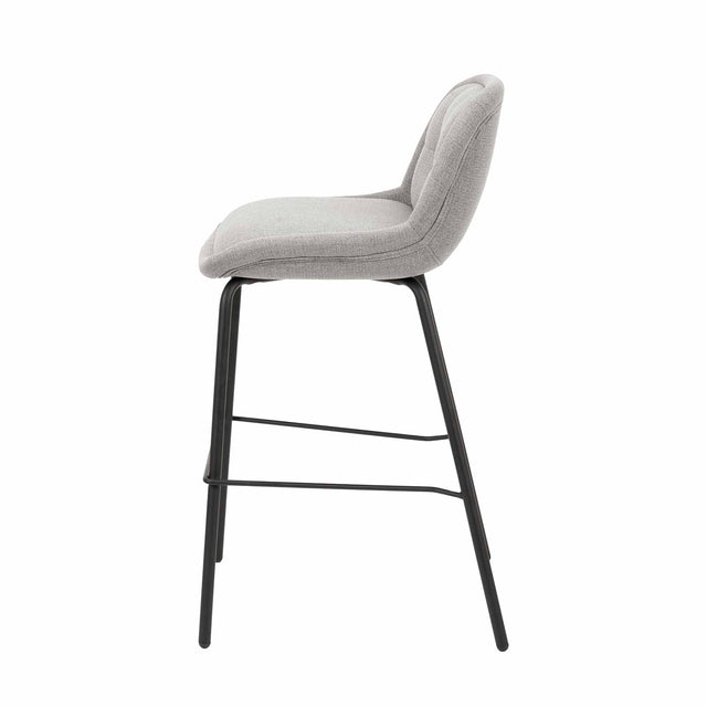 Alva Grey Linen Bar Stool