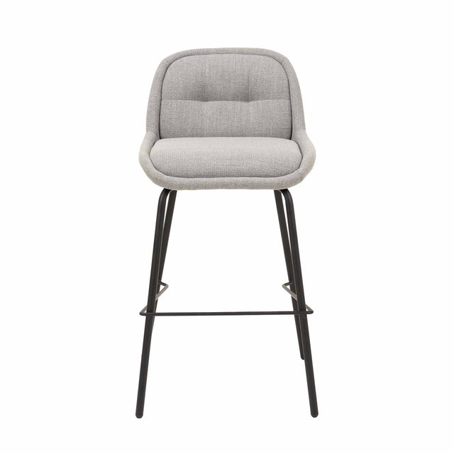 Alva Grey Linen Bar Stool