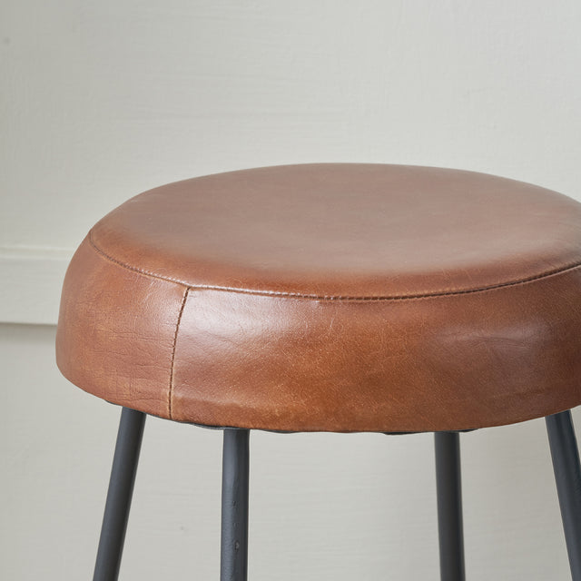 Aldo Vintage Brown Leather Bar Stool