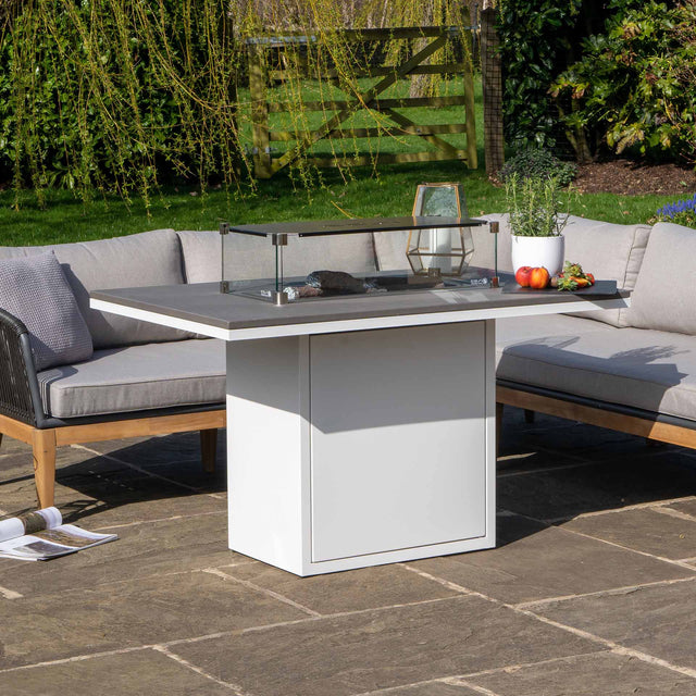 Cosiloft Relaxed White and Grey Fire Pit Dining Table