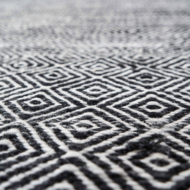 Indoor Outdoor Recycled Black  Inca Design Rug