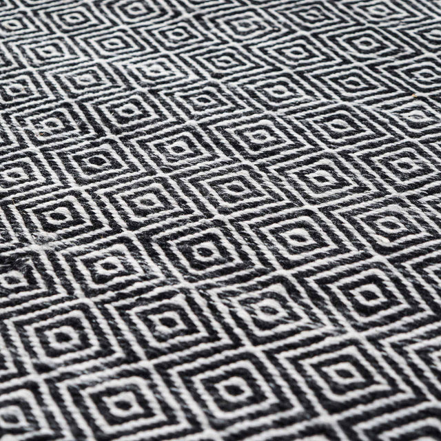 Indoor Outdoor Recycled Black  Inca Design Rug