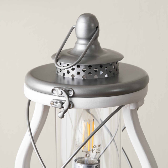 Peregrine White Wood Lantern Table Lamp