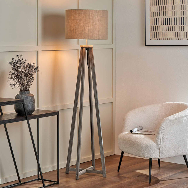 Margate Grey Wash Wood Floor Lamp Base