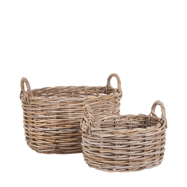 Temba Grey Kubu Oval Baskets S/2