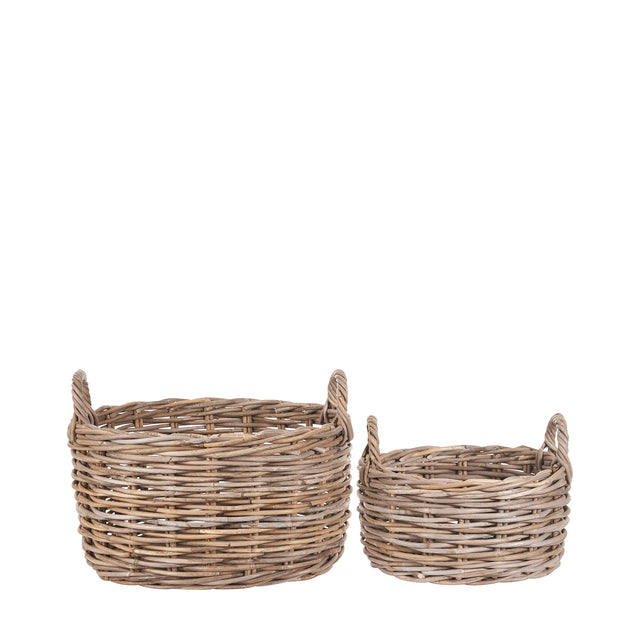 Temba Grey Kubu Oval Baskets S/2