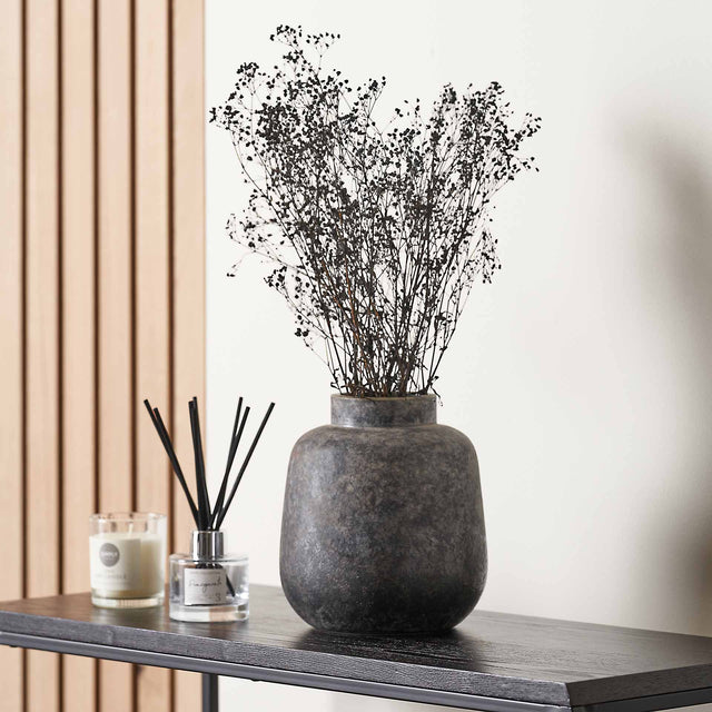 Lois Textured Volcanic Effect Grey Stoneware Vase