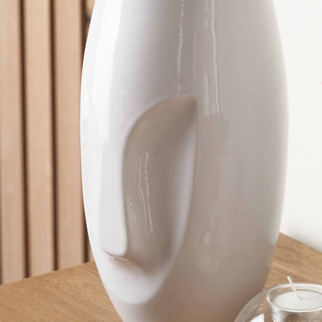 Cara White Face Design Stoneware Vase | Ruma