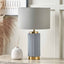 Corinthia Grey Textured Ceramic and Gold Metal Table Lamp