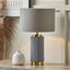 Corinthia Grey Textured Ceramic and Gold Metal Table Lamp