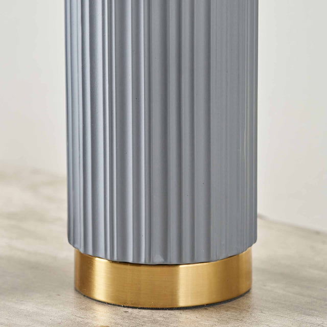 Corinthia Grey Textured Ceramic and Gold Metal Table Lamp