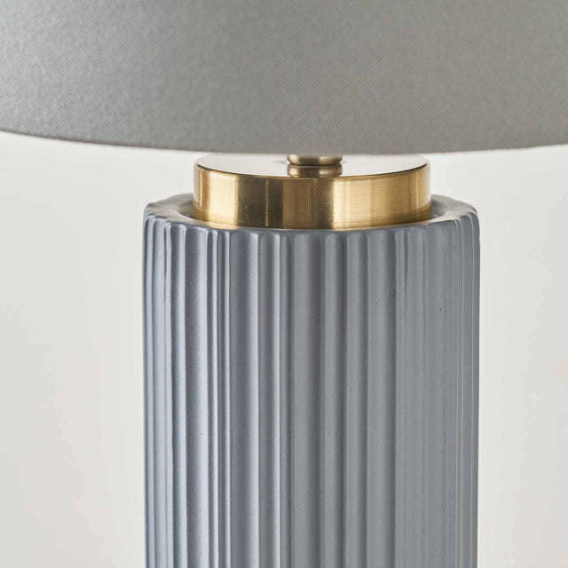 Corinthia Grey Textured Ceramic and Gold Metal Table Lamp