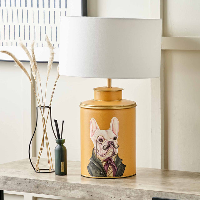 Boston Terrier Mustard Hand Painted Table Lamp Base