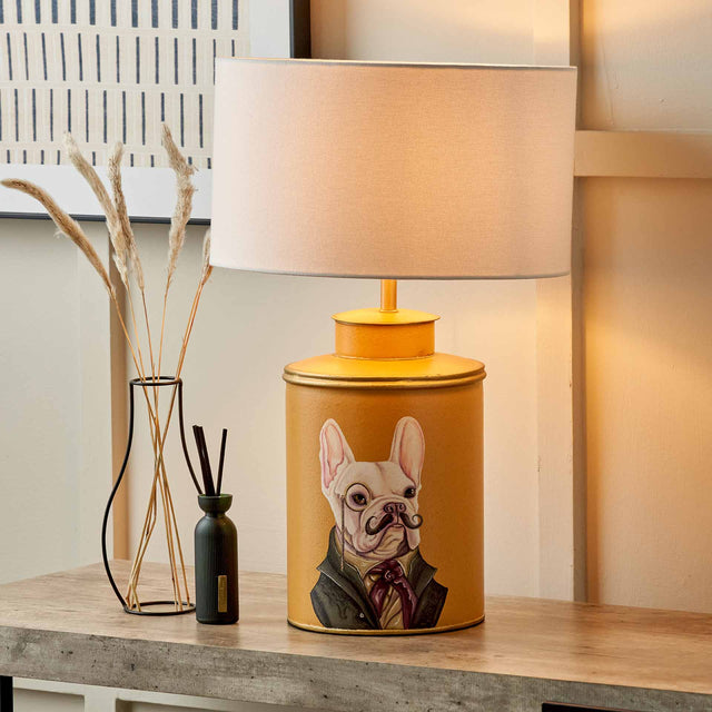 Boston Terrier Mustard Hand Painted Table Lamp Base