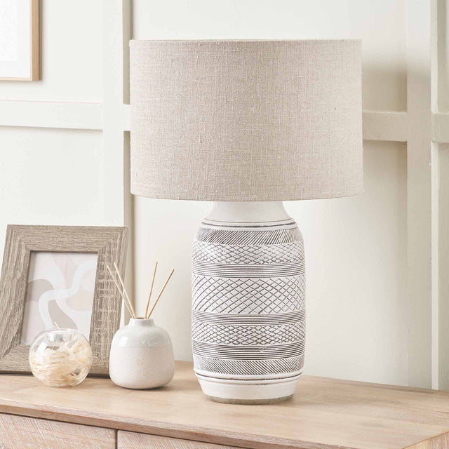 Euthalia White and Black Textured Stoneware Table Lamp Base