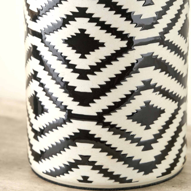 Chimalli Monochrome Tall Ikat Ceramic Table Lamp Base