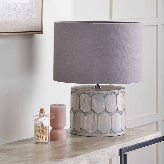 Riccia Grey Wood Wide Table Lamp Base