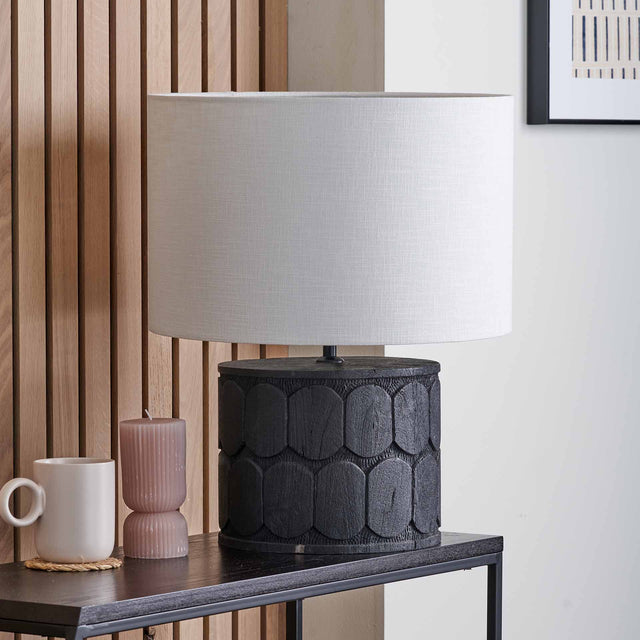 Riccia Black Wood Wide Table Lamp Base