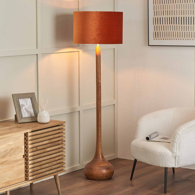 Baxley Oiled Wood Floor Lamp Base