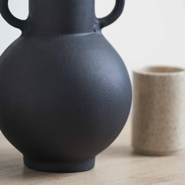 Taluka Black Vase with Handles