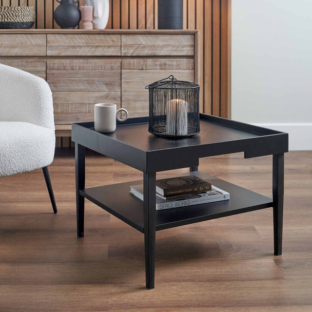 Taylor Black Wood Notch Design Coffee Table