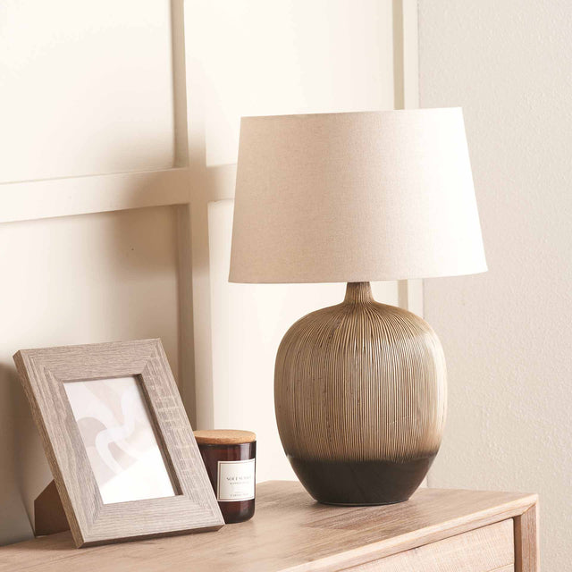 Dunn Brown and Black Textured Ceramic Table Lamp