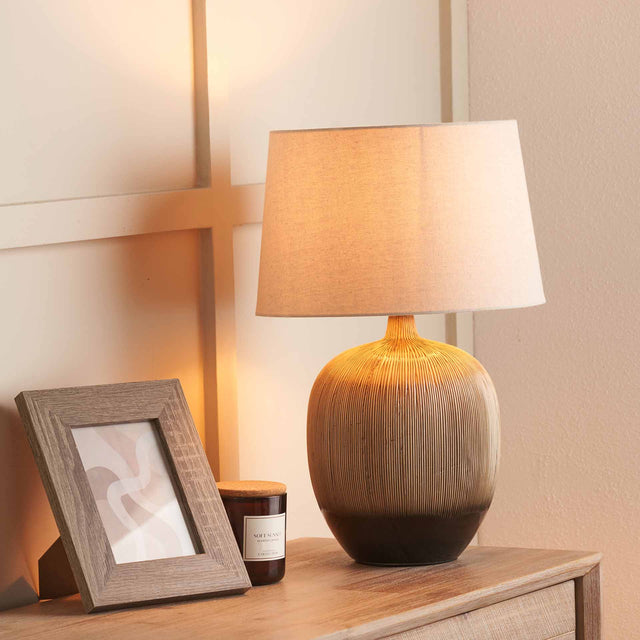 Dunn Brown and Black Textured Ceramic Table Lamp