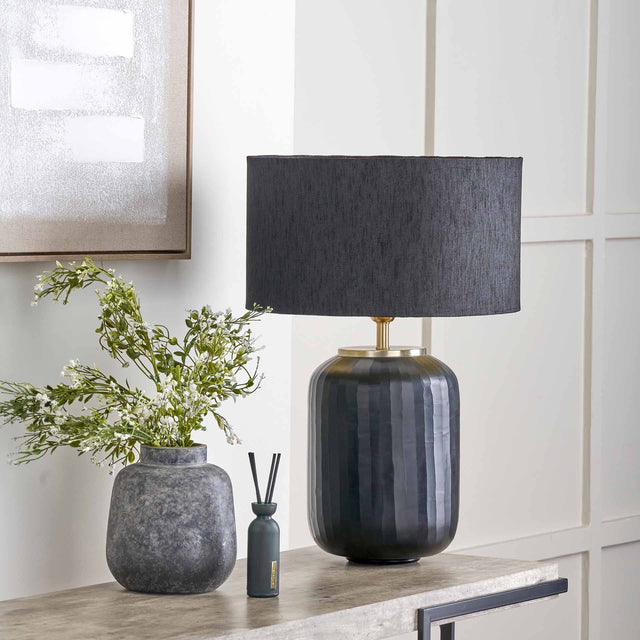 Evie Matt Black Glass Table Lamp Base