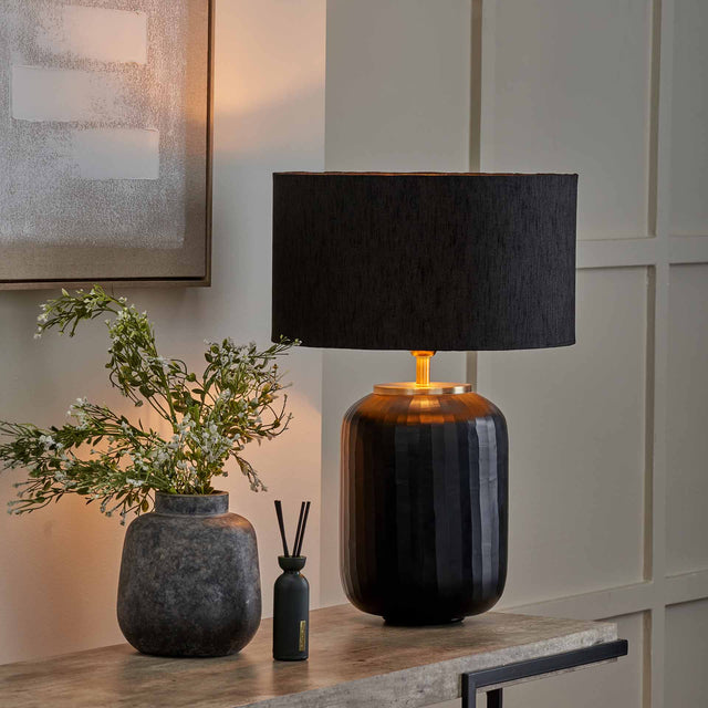 Evie Matt Black Glass Table Lamp Base