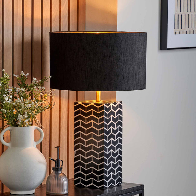 Hambleton Black and White Square Table Lamp Base