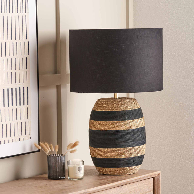 Linus Black Stripe Seagrass Table Lamp Base