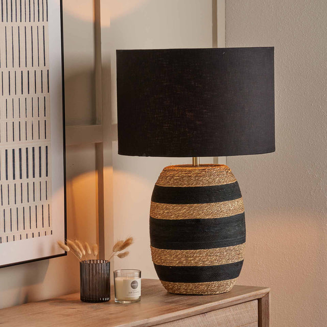 Linus Black Stripe Seagrass Table Lamp Base