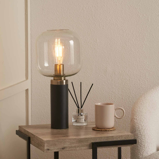 Alarni Black and Glass Table Lamp