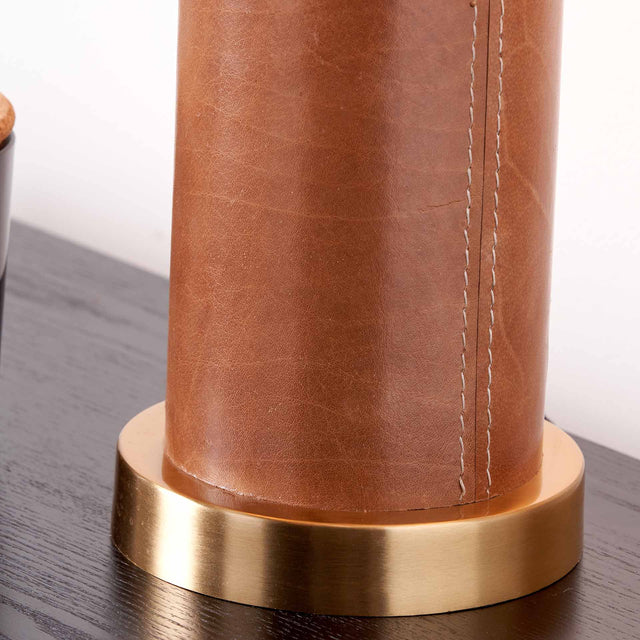 Idris Tan Leather Table Lamp Base