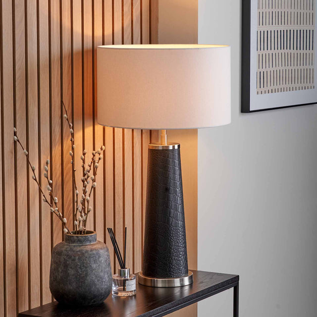 Lorenzo Black Croc Leather Table Lamp Base