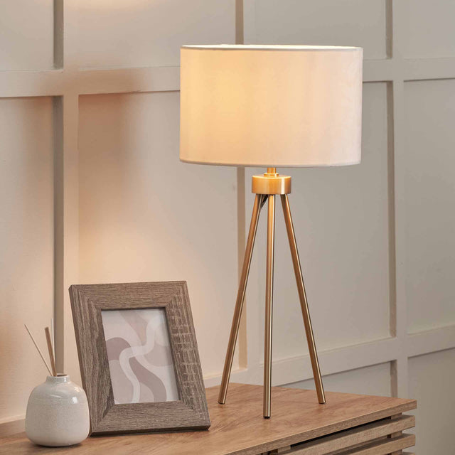 Vitti Brushed Brass Tripod Table Lamp