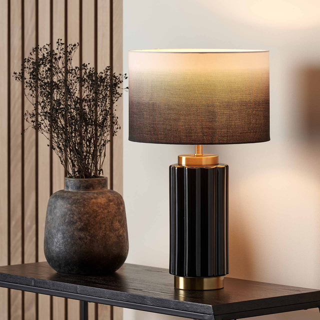 Jace Black Fluted Ceramic Table Lamp