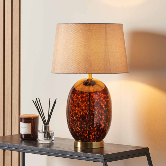 Levi Tortoiseshell Glass Tall Table Lamp