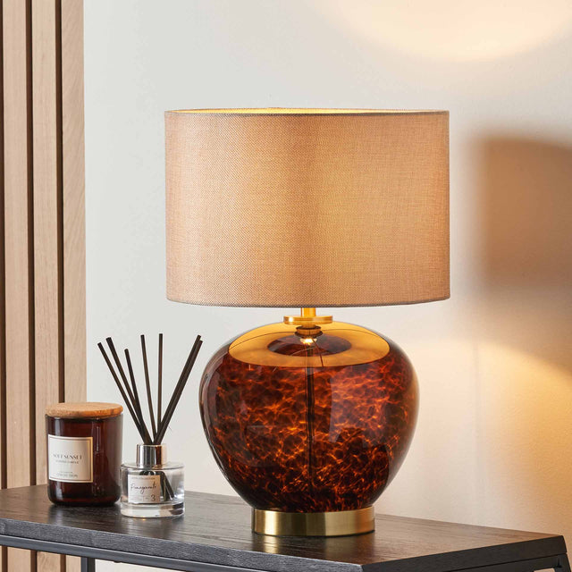 Levi Tortoiseshell Glass Table Lamp