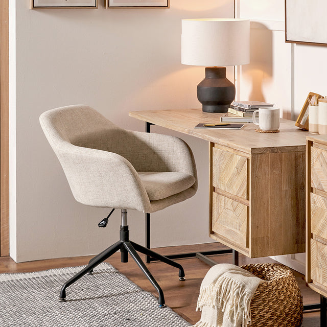 Solenne Pebble Linen Swivel Chair