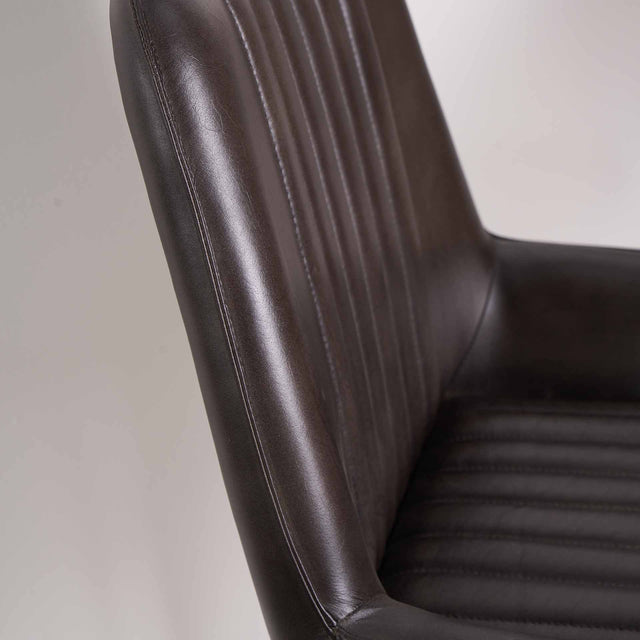 Armando Peppercorn Leather Retro Dining Chair