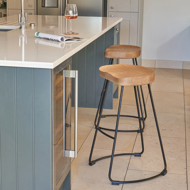 Lovissa Wood and Black Frame Bar Stool