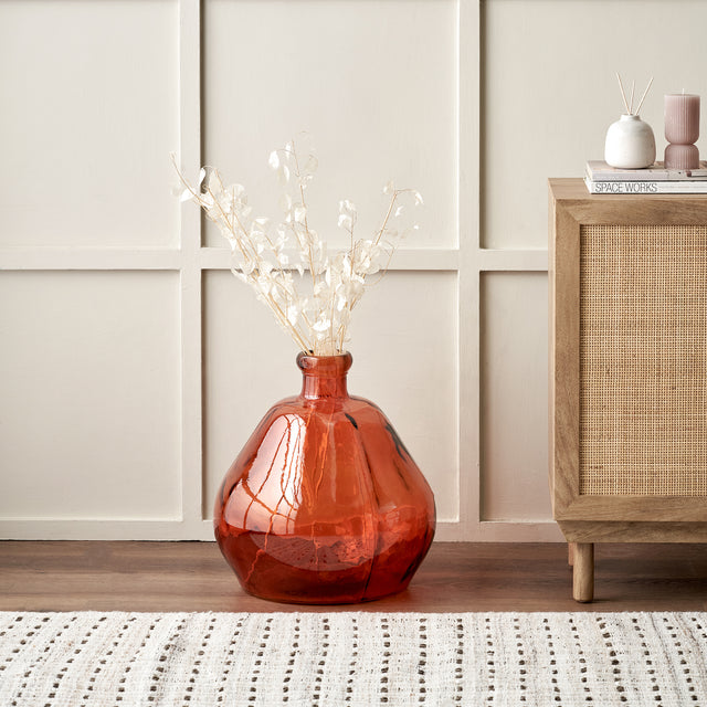 Lucia Orange Organic Shaped Recycled Glass Vase