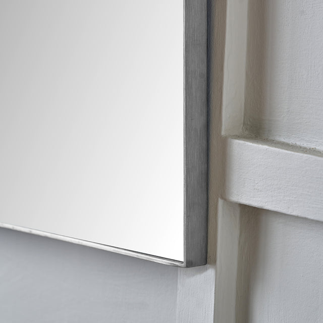 Esara Brushed Silver Slim Frame Wide Arch Wall Mirror