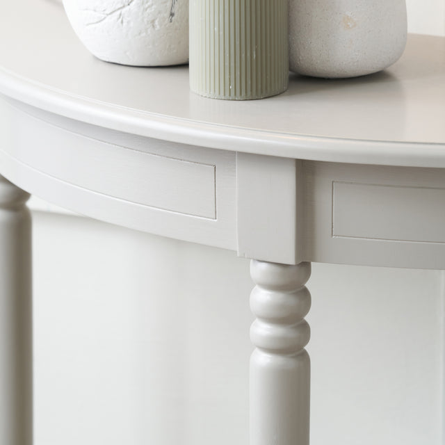 Cleveland Putty Pine Wood Half Moon Console Table