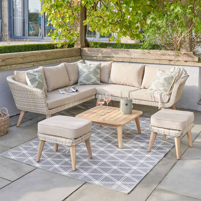 Fira Woven Outdoor Corner Set with Footstools