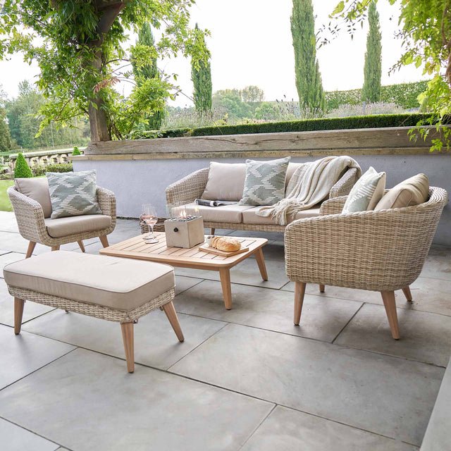 Fira Woven Outdoor Seating Set with Bench