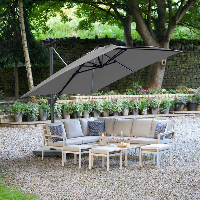 Platinum Glow Challenger Premium Manhattan Grey 3m Square Parasol