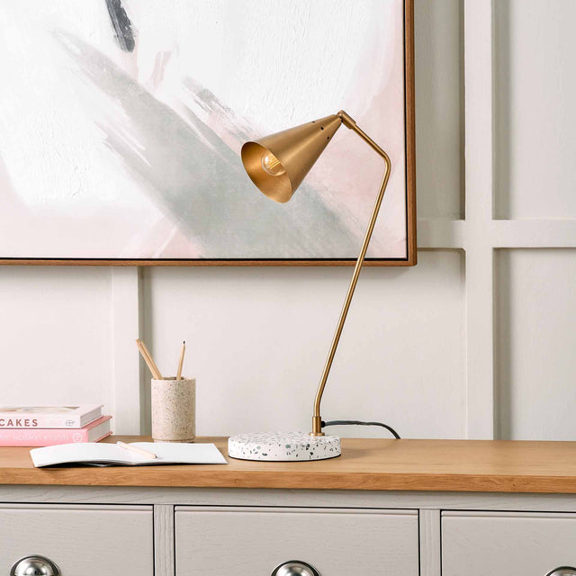 Designers Guild Terrazzo and Antique Brass Task Table Lamp